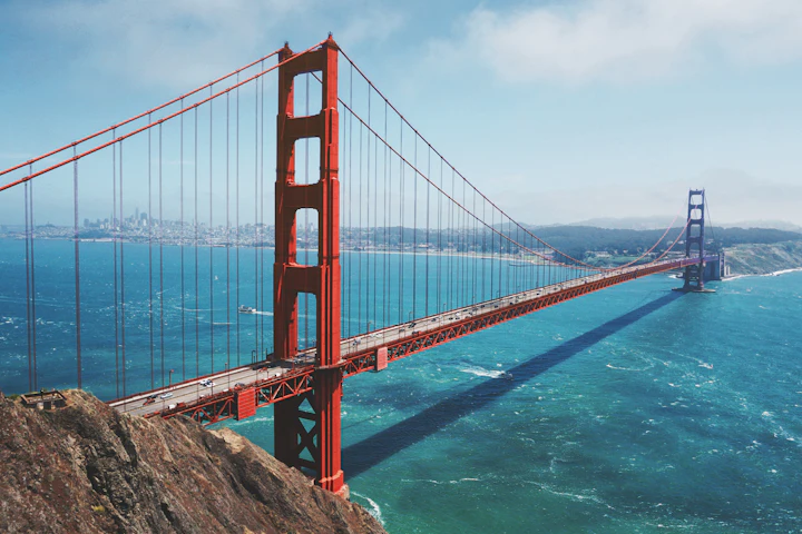 Golden Gate Bridge over the bay in San Francisco