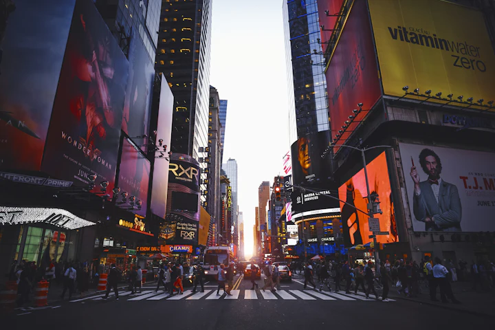 Busy street in Manhattan, New York